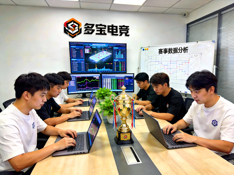 多宝电竞团队工作场景，成员正在分析电竞赛事数据